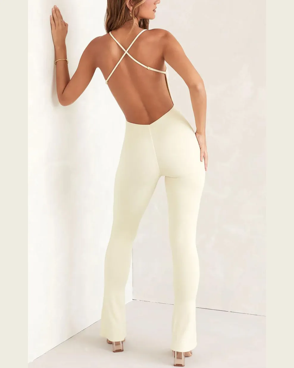 Jumpsuit High Elastic Fitness Adjustable Flared Pants Sports Yoga Clothes