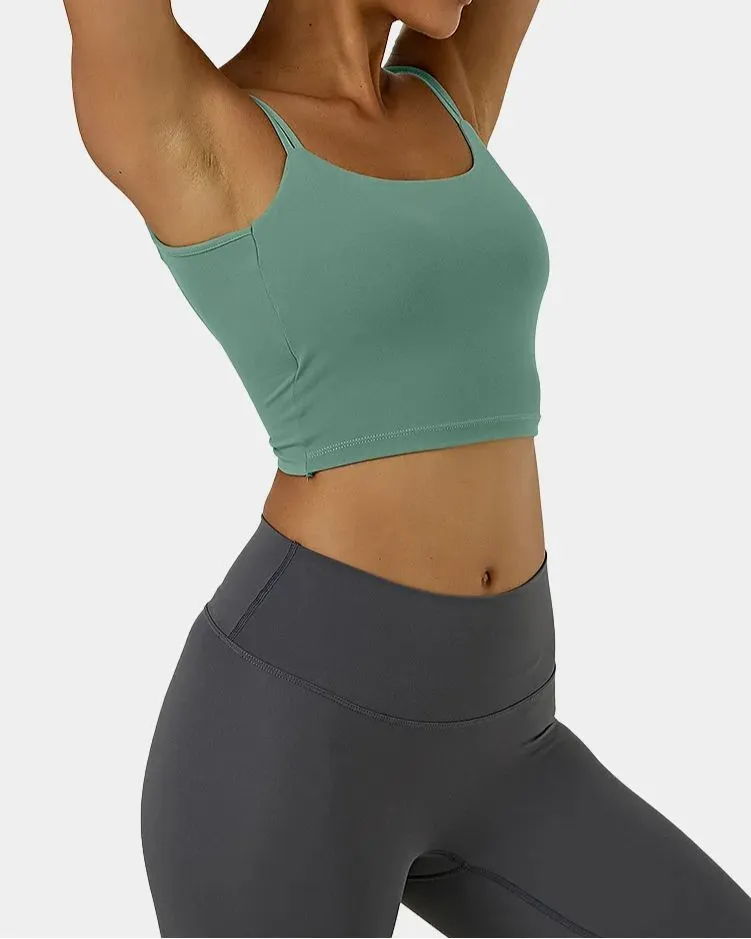 In My Feels Double Straps Backless Twisted Workout Cropped Tank Top