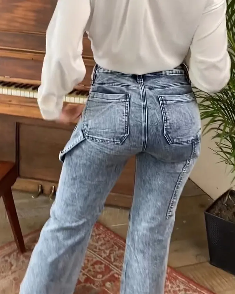 Cargo Style Baggy Jeans With Large Pockets (Pre-Sale)