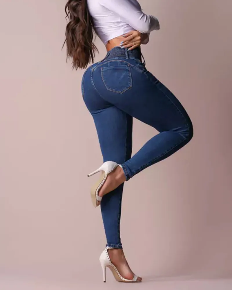 Jeans With Elastic Waistband And Hip Lift (Pre-Sale)