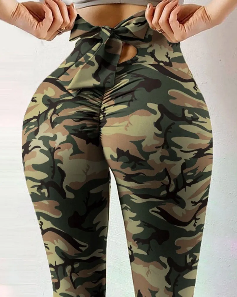 Leggings de yoga con diseño de lazo estampado