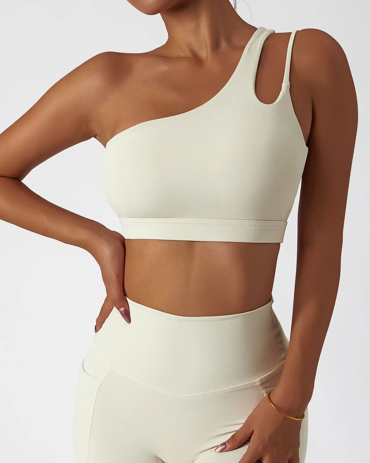 One Shoulder Asymmetrical Yoga Bra