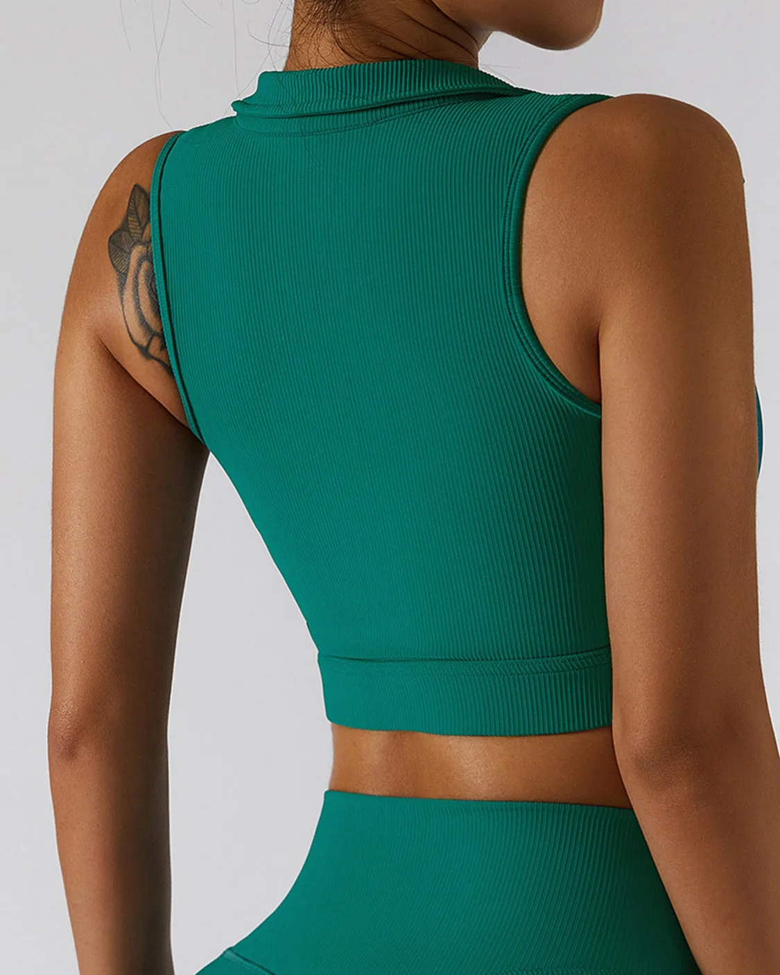 Zipper Shockproof Running Fitness Vest Crossover Yoga Bra