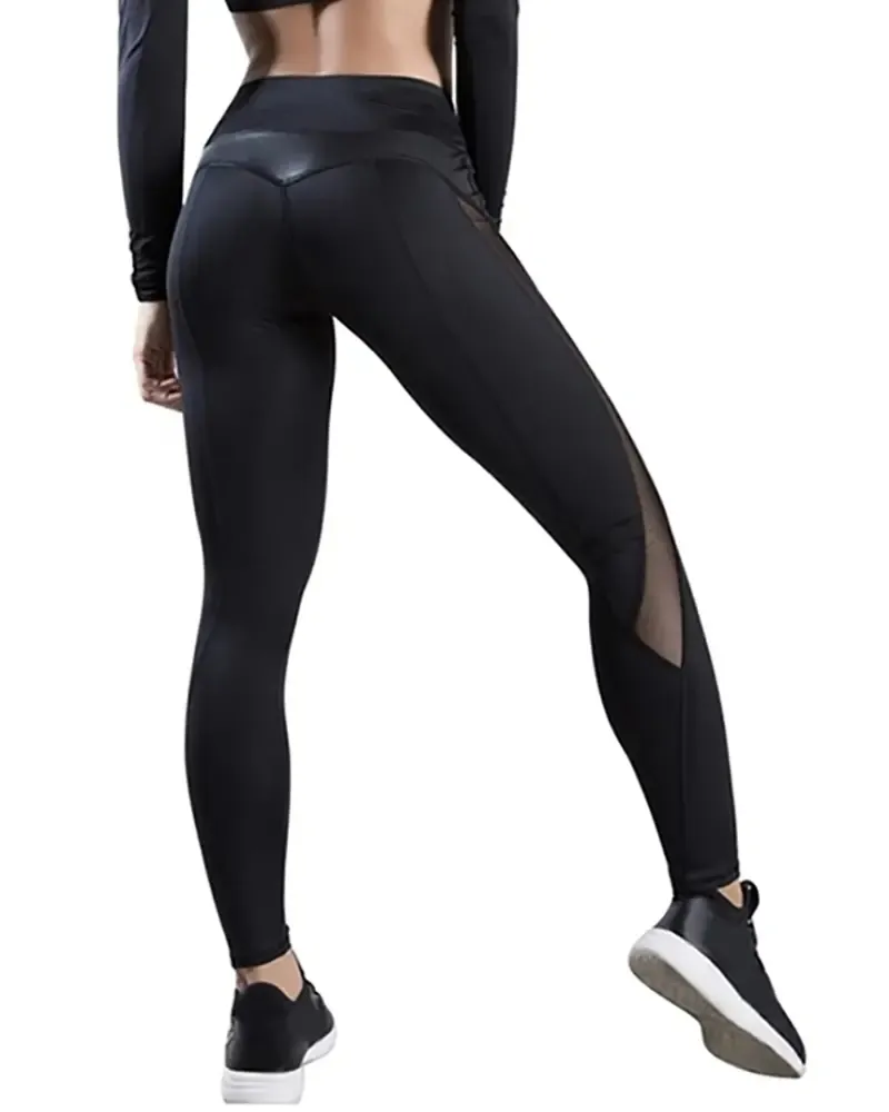 High Waist Sheer Mesh Tummy Control Butt Lift Leggings