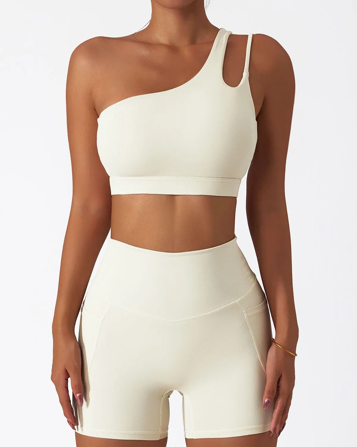 One Shoulder Asymmetrical Yoga Bra