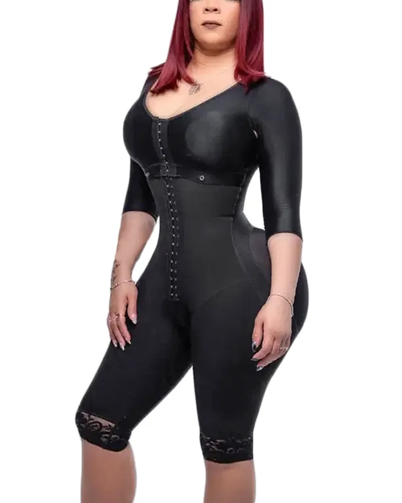 Cintura retráctil de compresión de brazo de soporte de cuerpo completo con corsé de sujetador incorporado manga adelgazante para mujeres