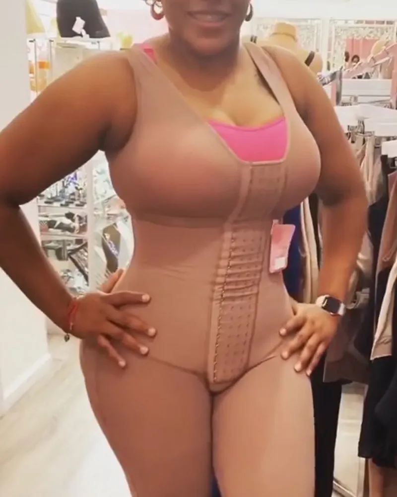 Fajas para mujeres control de barriga gancho y cierre de ojos body de soporte de senos ajustable bodyshaper