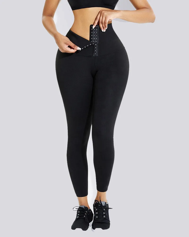 Leggings con corsé deportivo de cintura alta de 3 filas con ganchos