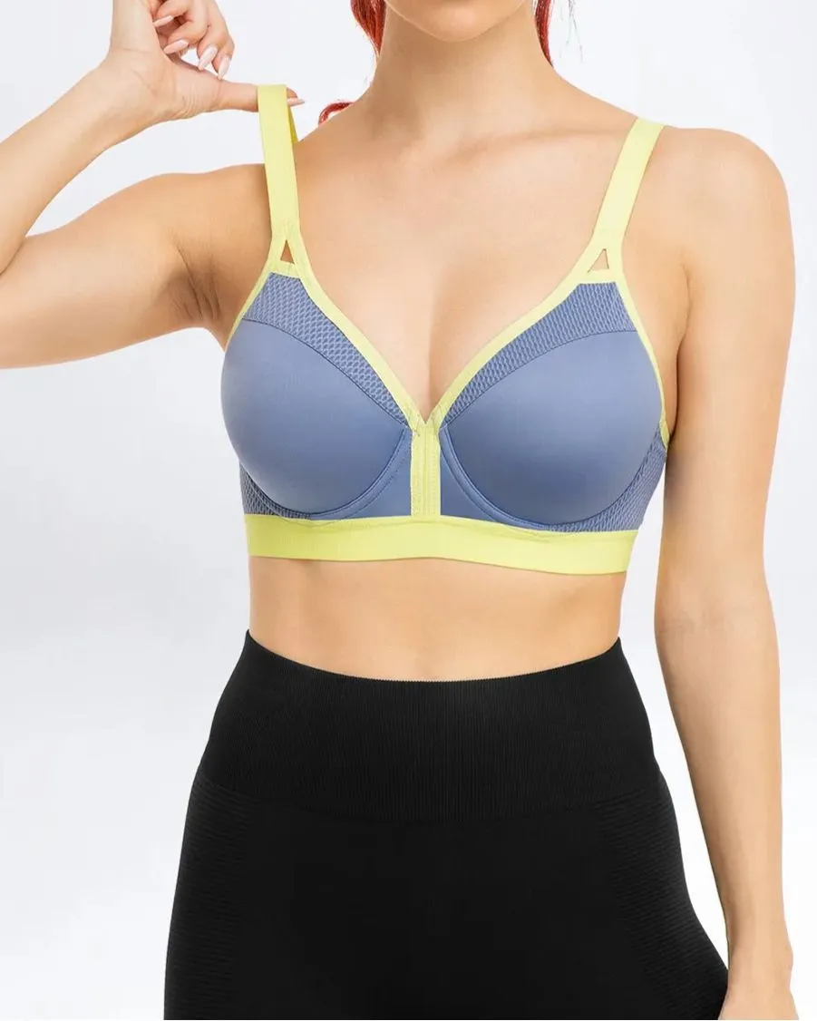 Sujetador de entrenamiento para correr con cuello en V y figura completa