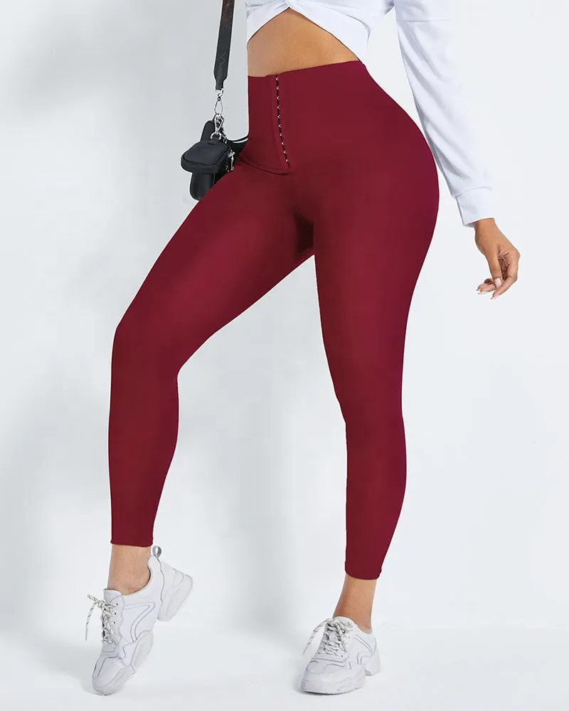 Leggings con corsé deportivo de cintura alta de 3 filas con ganchos