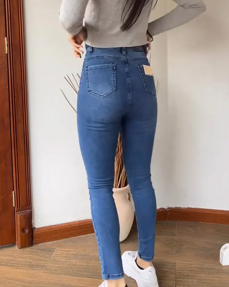 Multi-Breasted Skinny Jeans (Pre-Sale)