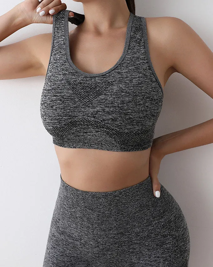 Sujetador deportivo de una pieza para correr a prueba de golpes Push-Up Yoga Beautiful Back Shorts Set