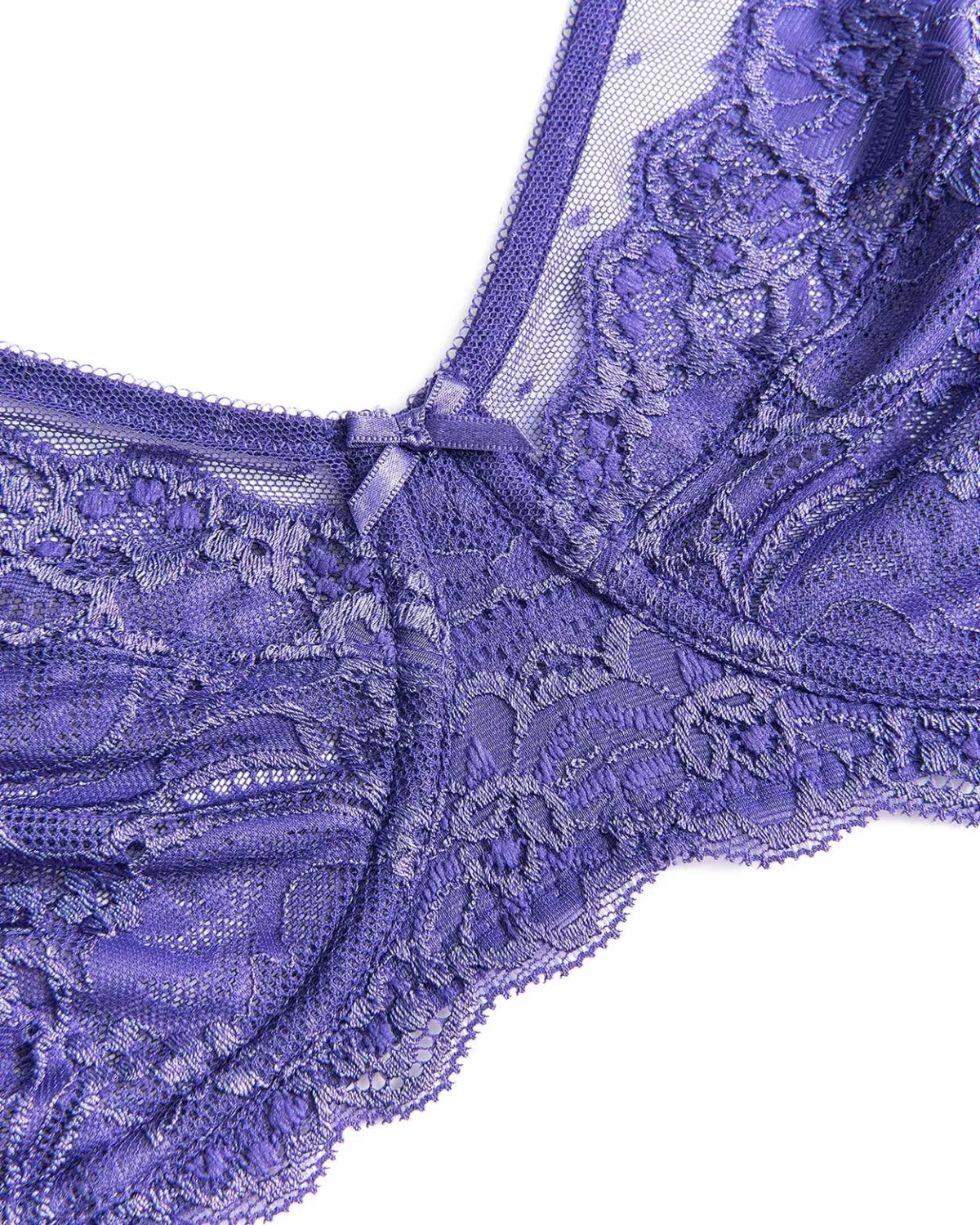 Sujetador de copa completa de malla con bordado floral