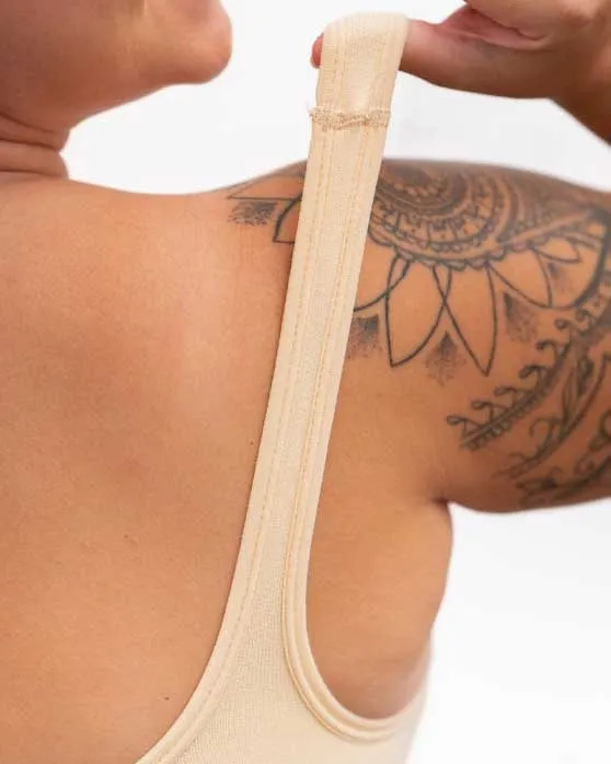 Sujetador cómodo sin axilas con elástico sin costuras y ligeramente forrado