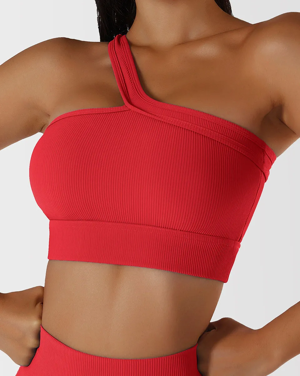 One shoulder yoga bra