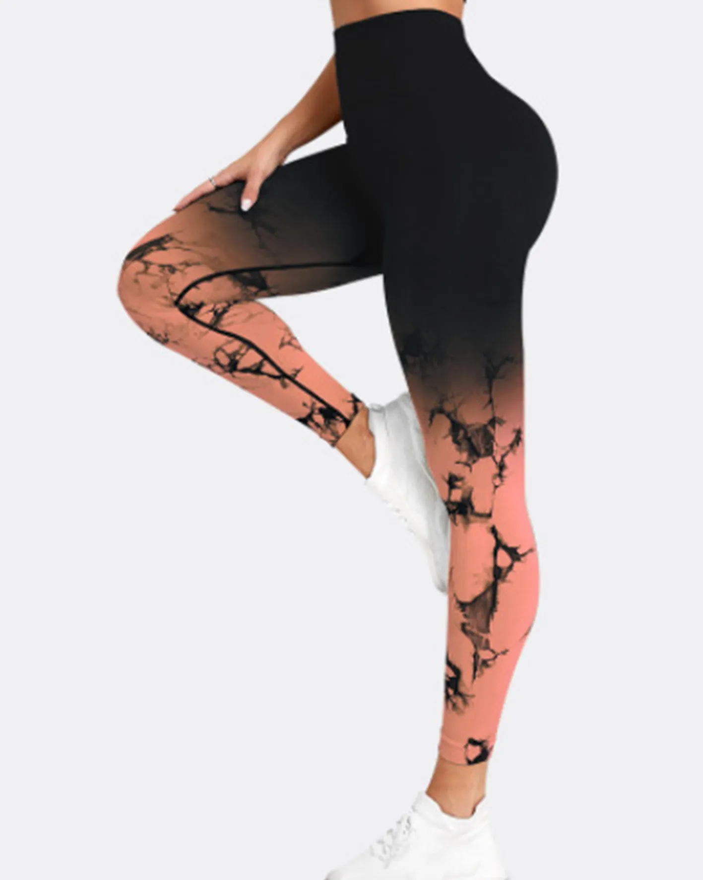 Gradient Tie-Dye Yoga Pants Seamless Women's Running Sports Pants High Waist Buttocks Gym Clothes Elastic Leggings Spot