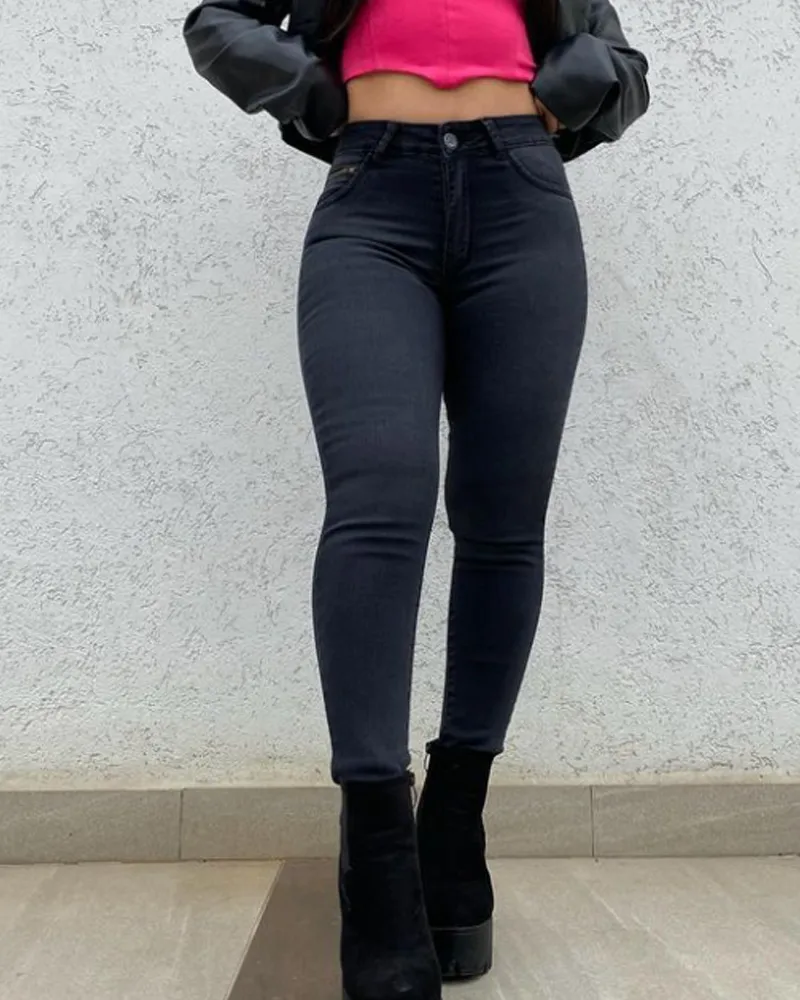 Skinny Casual Jeans With A Zipper Waist (Pre-Sale)