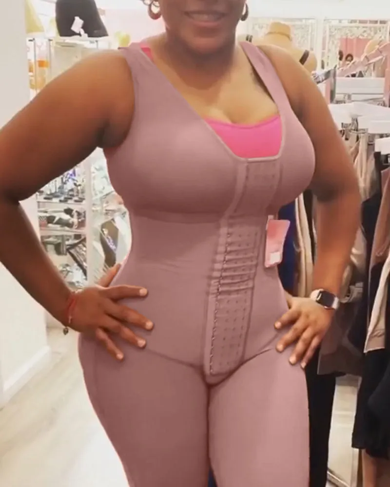 Fajas para mujeres control de barriga gancho y cierre de ojos body de soporte de senos ajustable bodyshaper