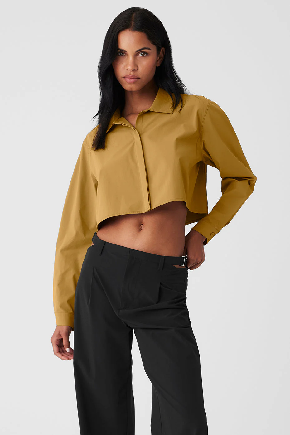 Cropped Take Me Out Button Up - Golden Olive Branch