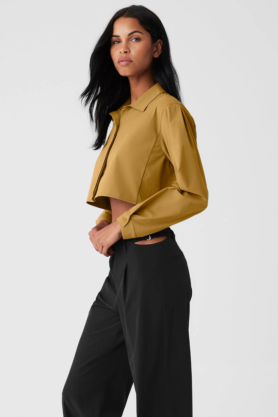 Cropped Take Me Out Button Up - Golden Olive Branch