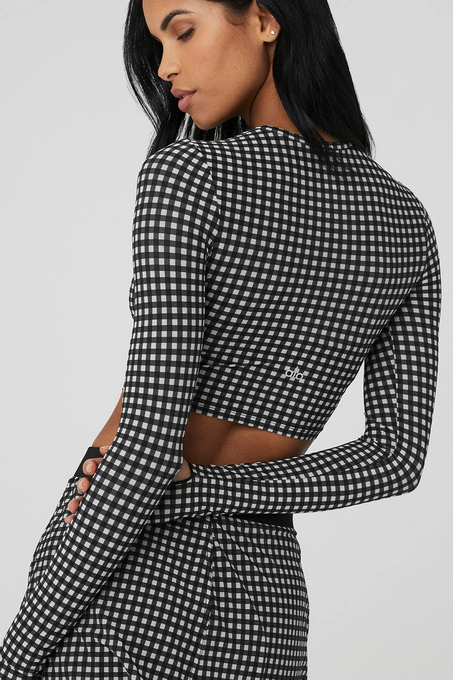 Mesh Gingham Skirt - Black