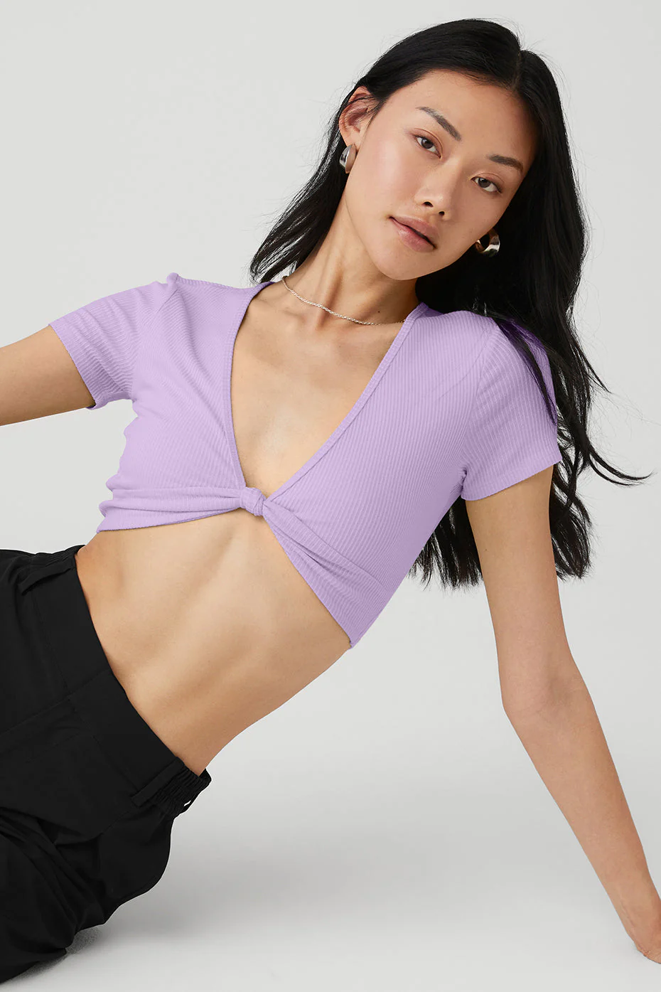 Ribbed Knotty Short Sleeve - Violet Skies