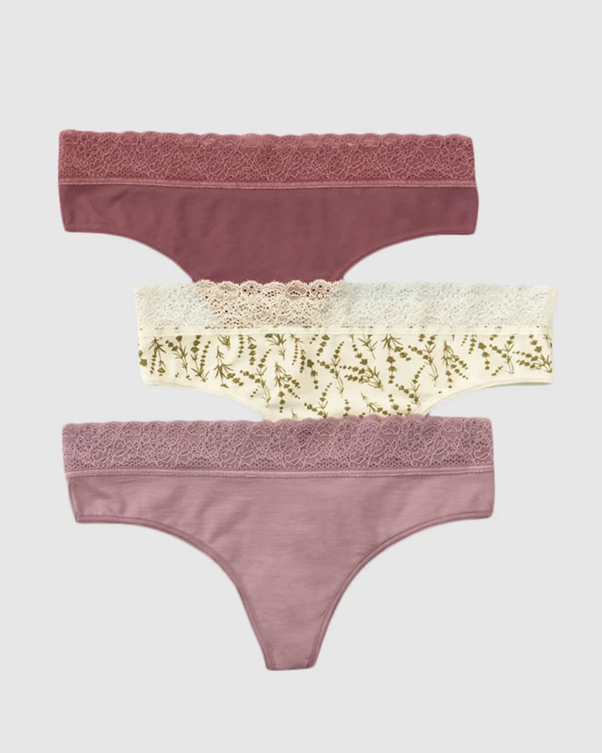 Paquete x3 brasileras en algodón elástico con detalle en encaje
