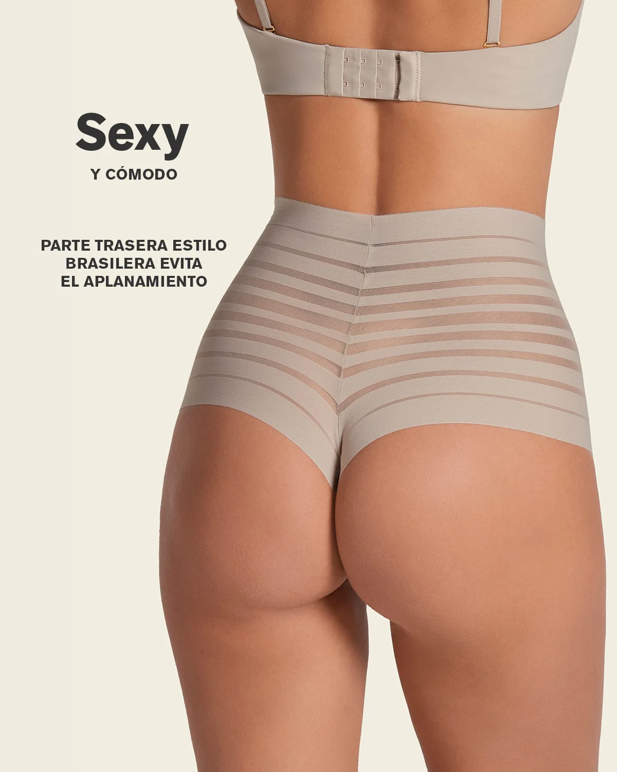 Panty alto de control suave con encaje en bandas