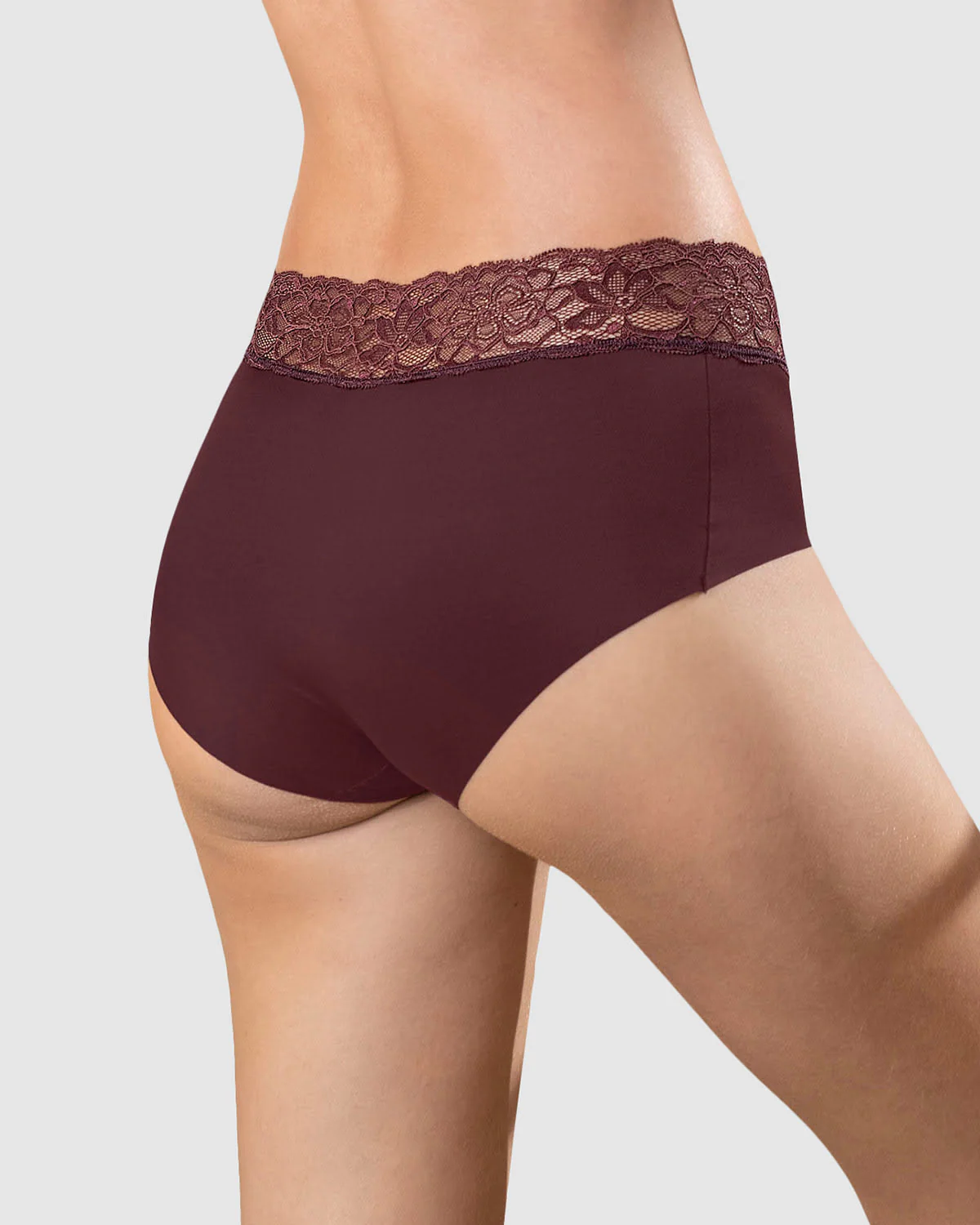 Panty hipster en tela ultraliviana con franja de encaje