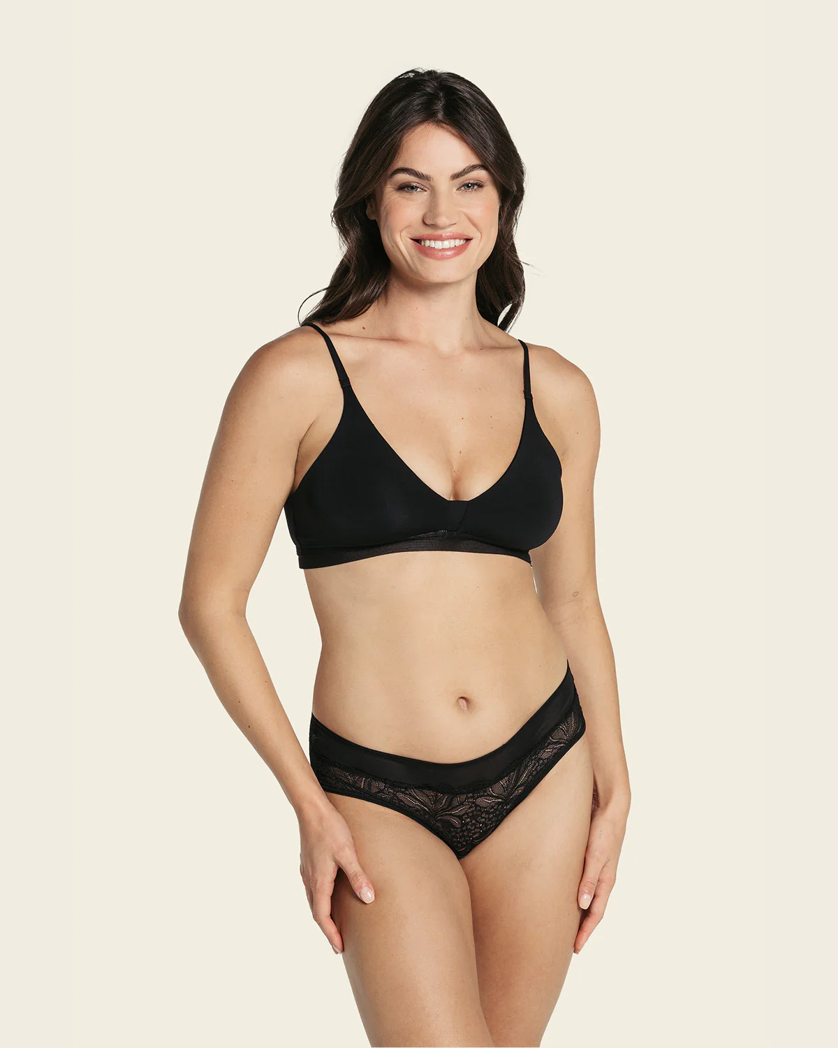 Panty cachetero semidescaderado en Smartlace y tul con refuerzo en algodón