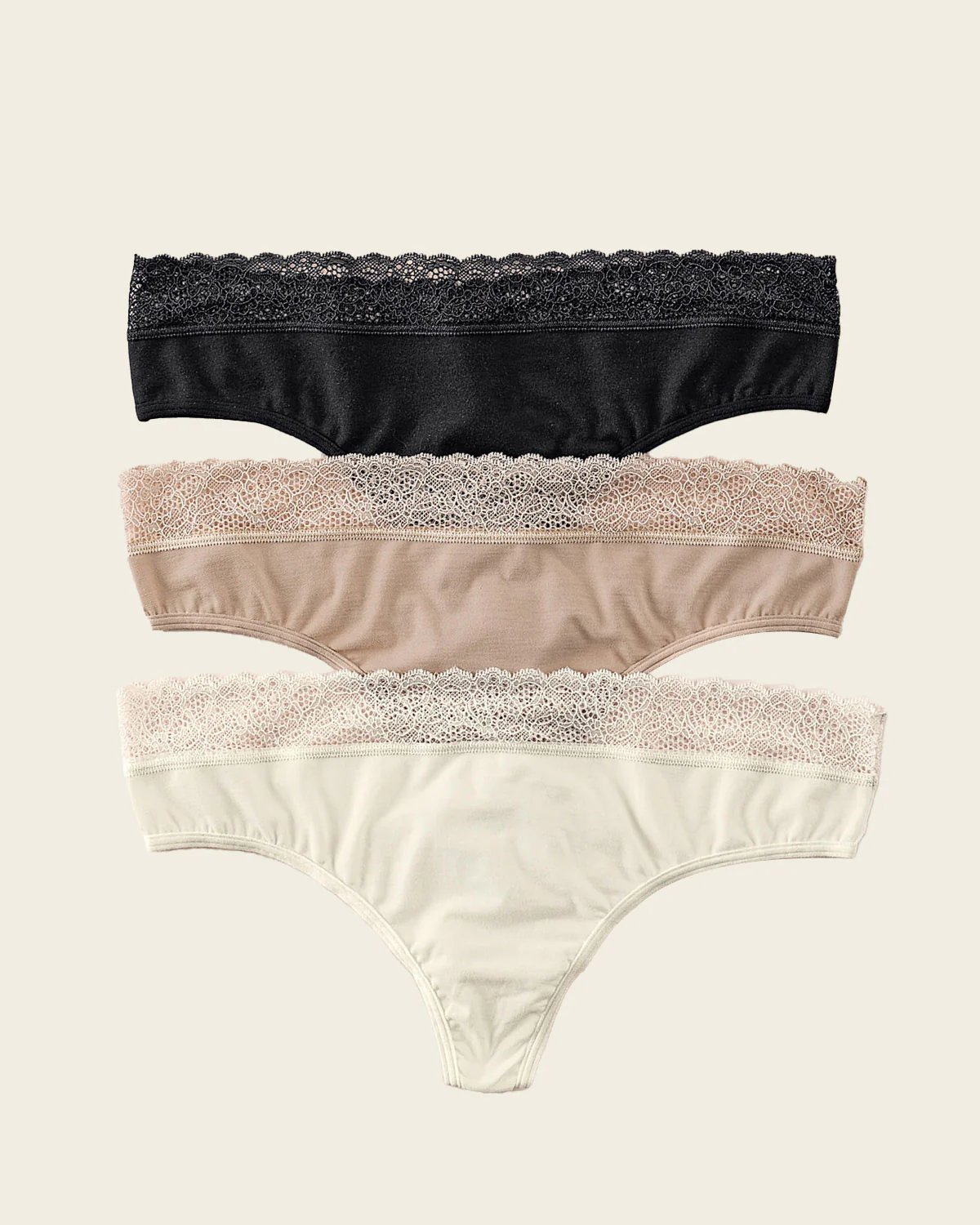 Paquete x3 brasileras en algodón elástico con detalle en encaje