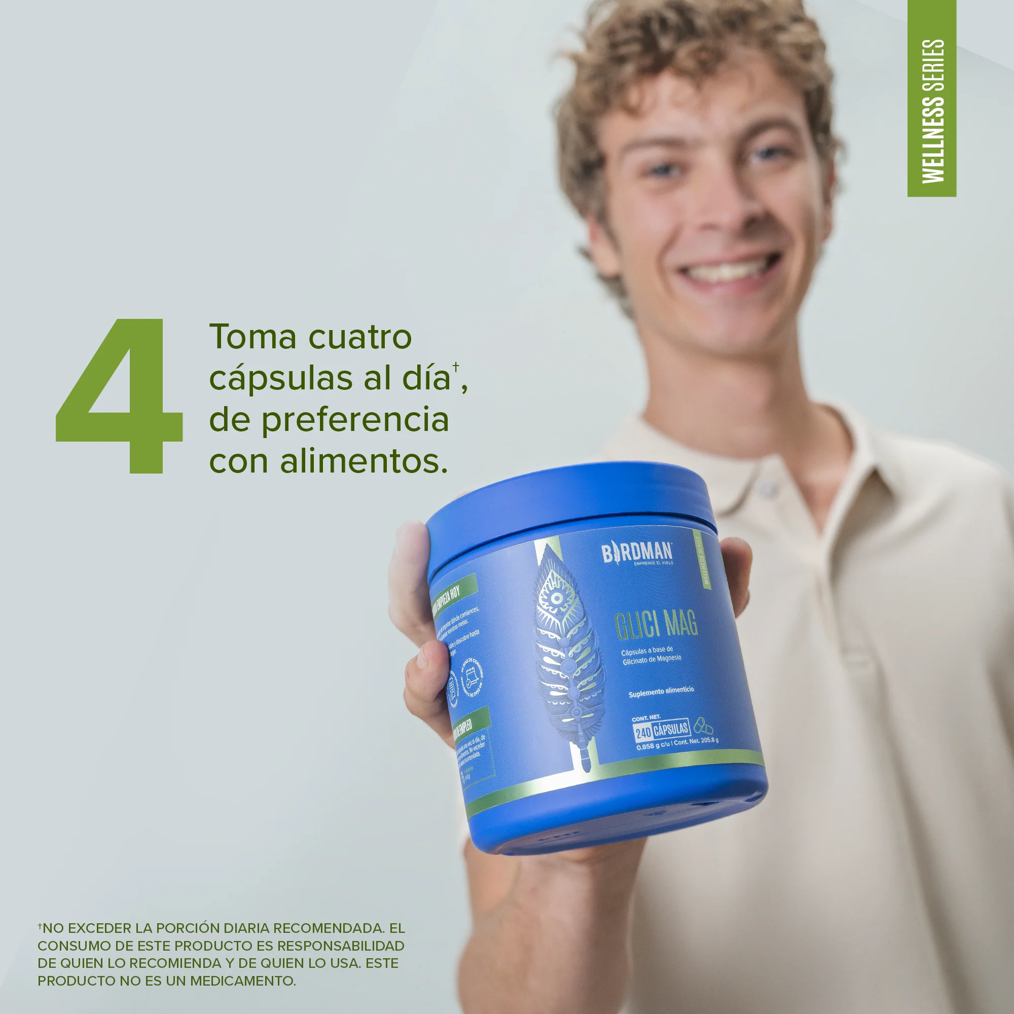 Glicinato de Magnesio - 120  Cápsulas - 30 Porciones