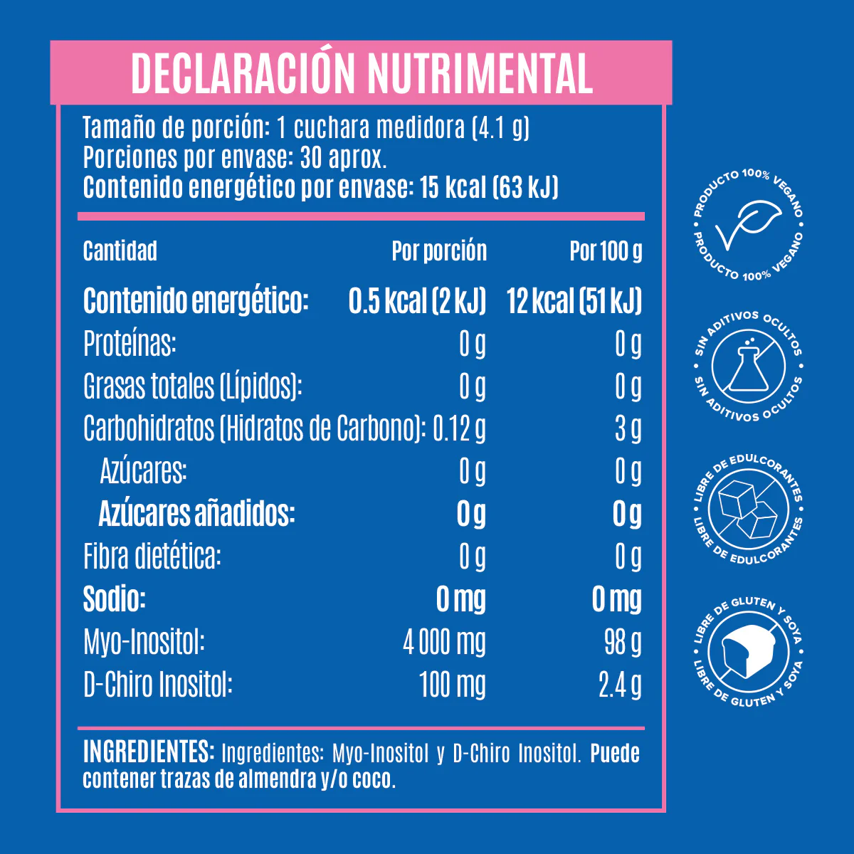 Myo & D-Chiro Inositol en Polvo - 30 Porciones - 123 g