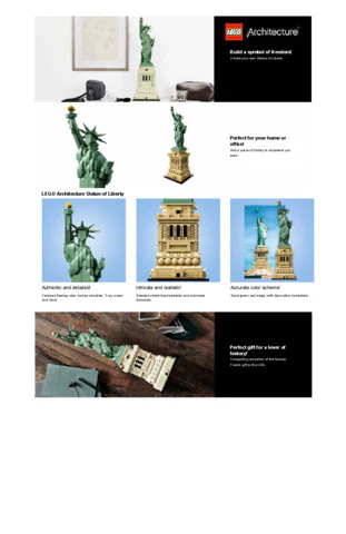 LEGO® Architecture Statue of Liberty Construction Toy for Adults 21042