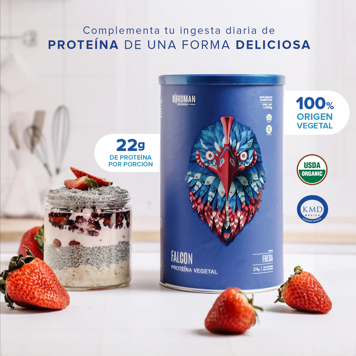Falcon Protein Fresa 510 g - 17 Servicios