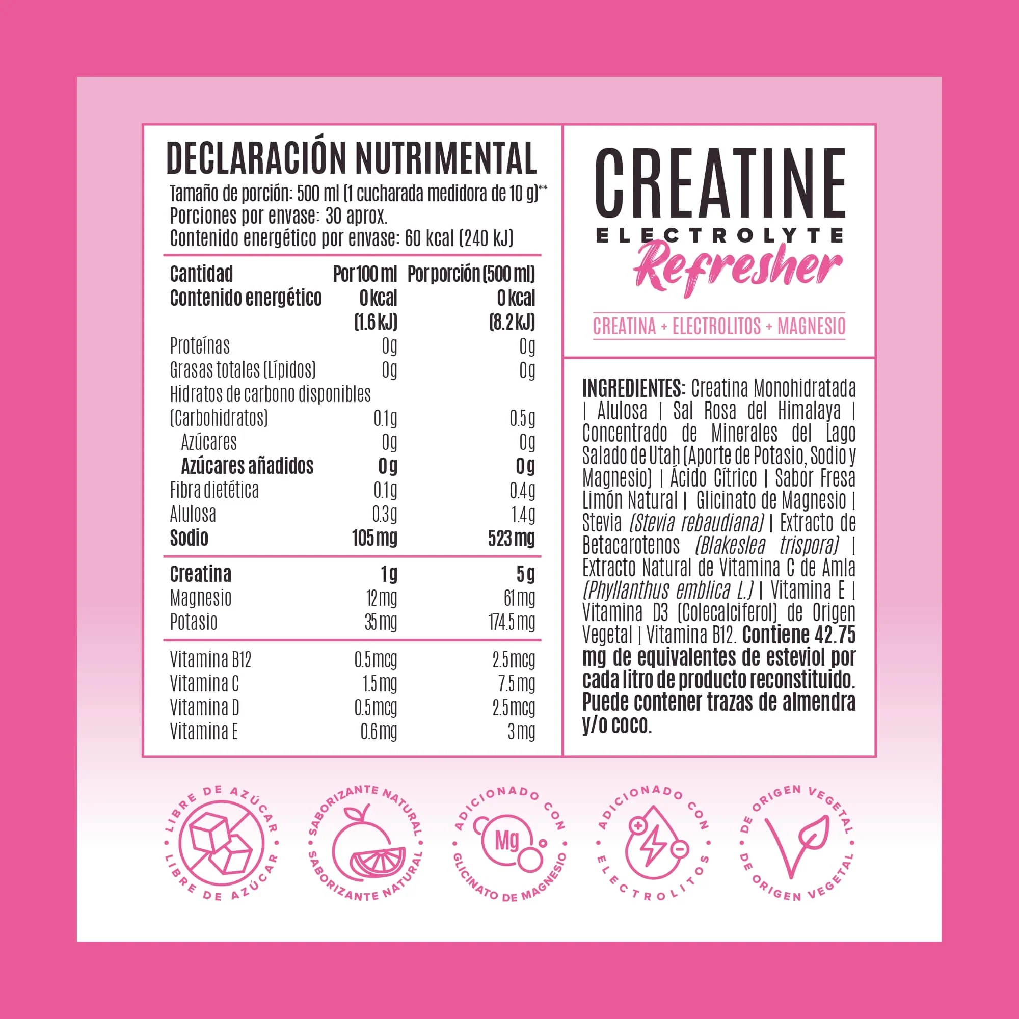 Creatine Electrolyte Refresher - Pink Lemonade - 30 Porciones