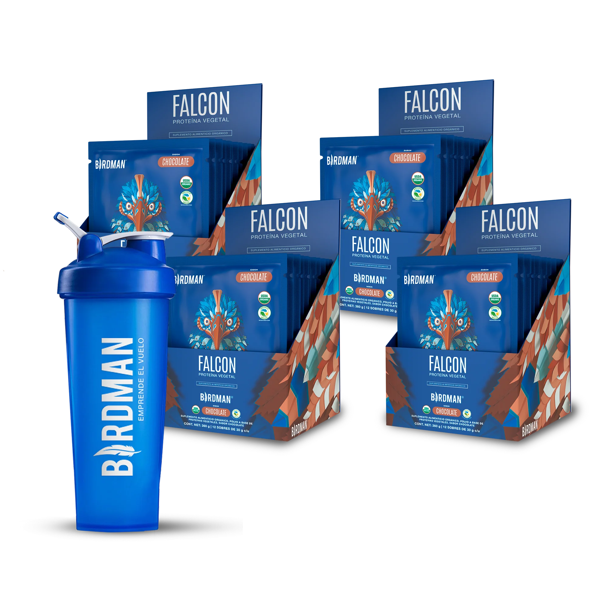 Travel Pack - 4pk Falcon Protein (48 Sobres) + Shaker