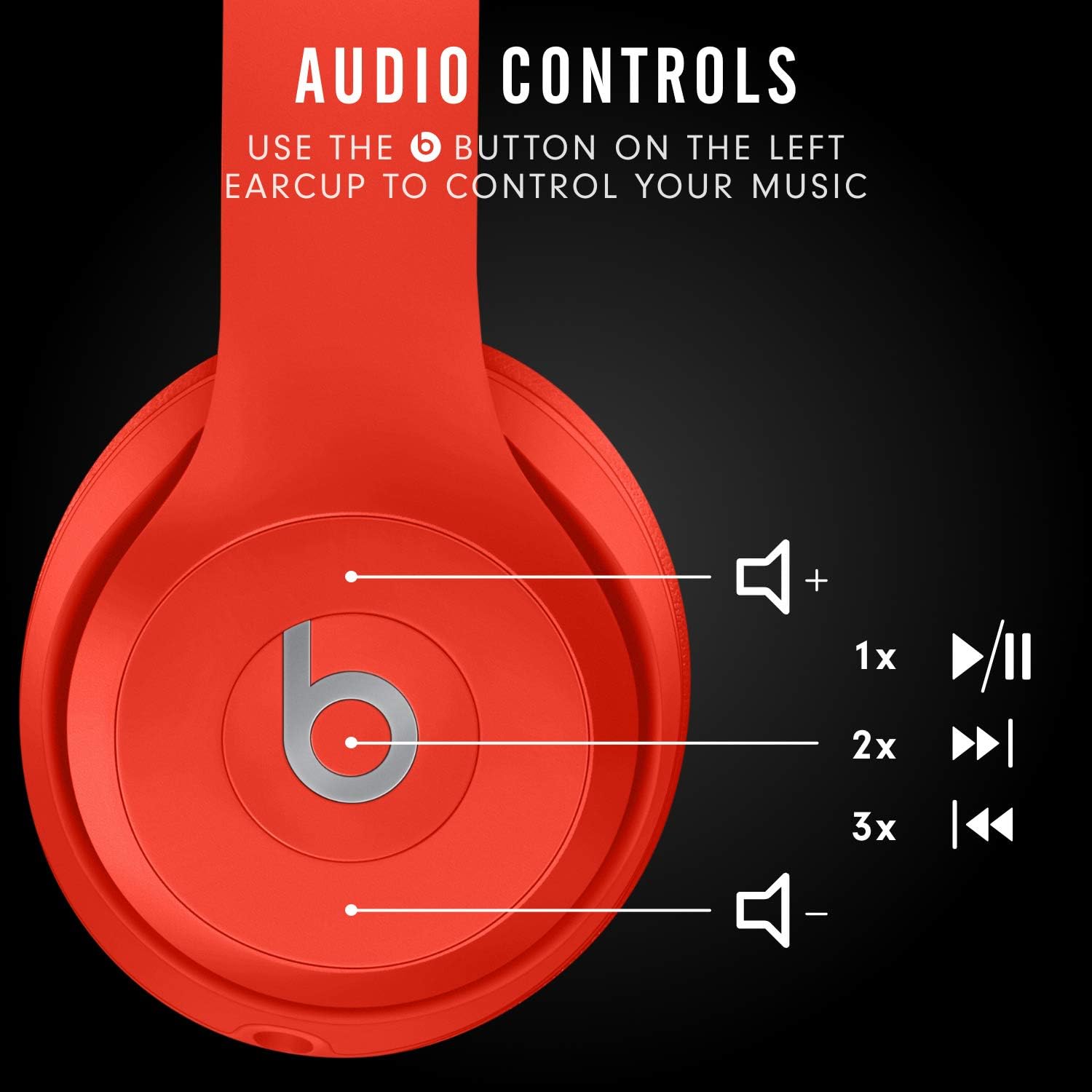 Audífonos on-Ear Beats Solo3 Wireless, Chip W1 para audífonos diseñado por Apple, Bluetooth Class 1, 40 Horas de Audio - Negro