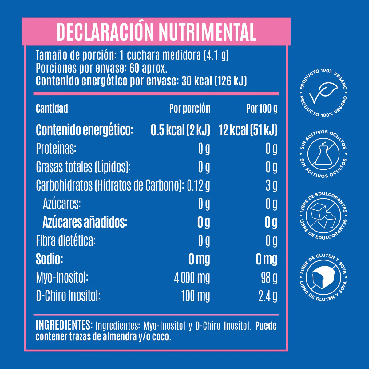 Myo & D-Chiro Inositol en Polvo - 60 Porciones - 246 g