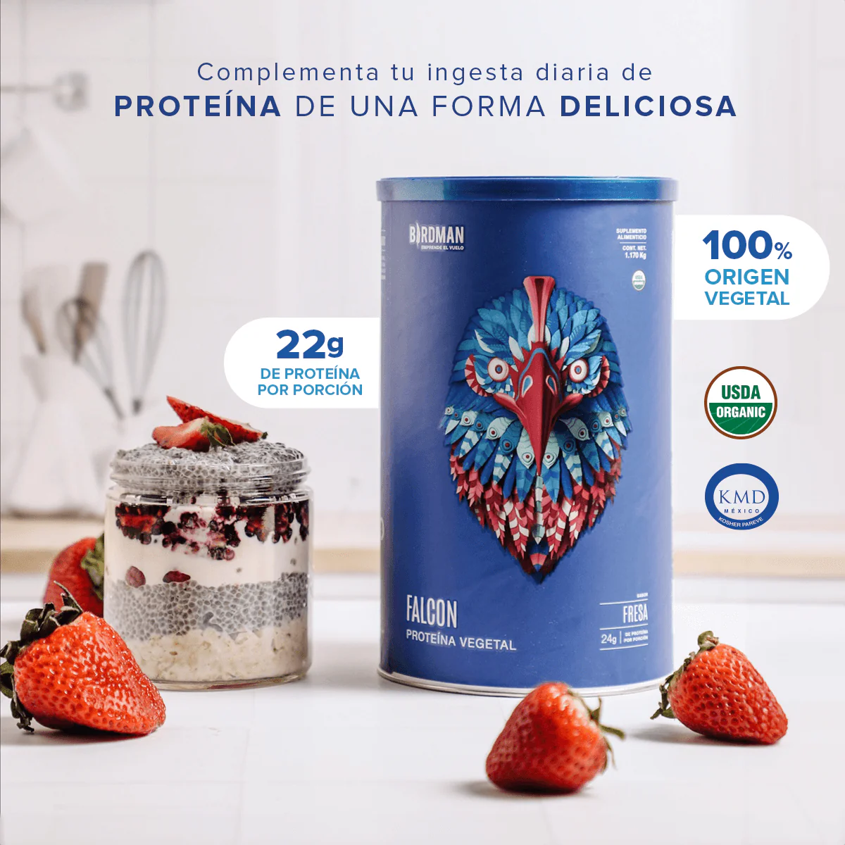 Falcon Protein Fresa 1.17 kg - 39 Servicios