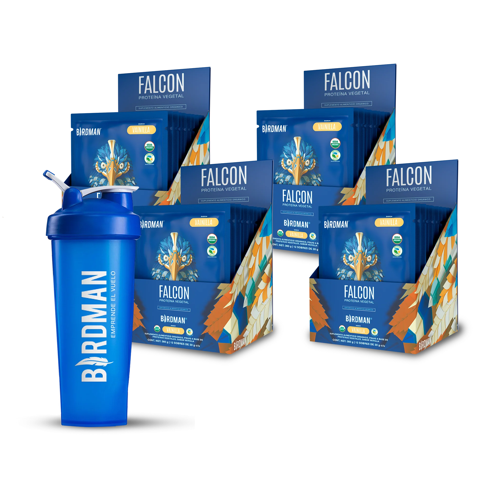 Travel Pack - 4pk Falcon Protein (48 Sobres) + Shaker