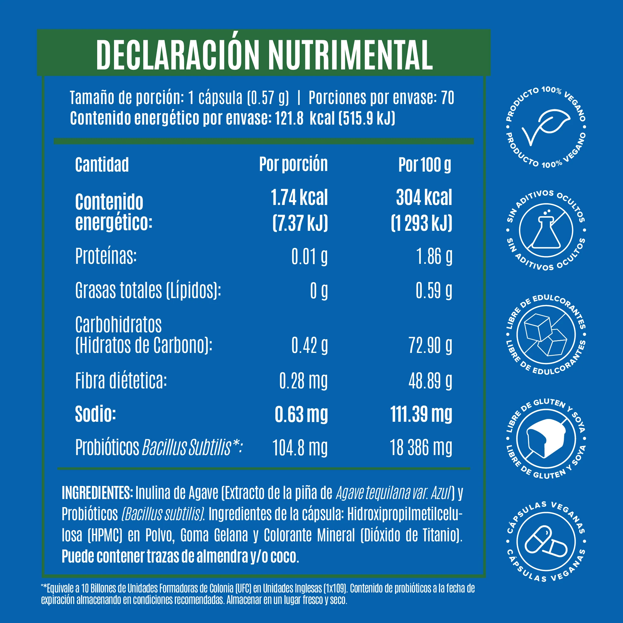 Daily Spore Probiotic - Probióticos con 10 Billones de UFC - 70 Cápsulas - 70 Porciones