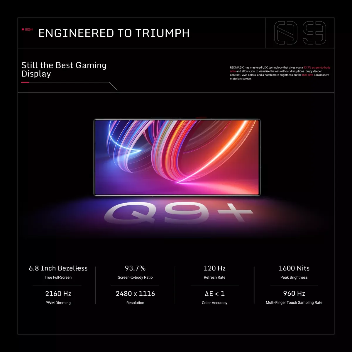 Redmagic 9pro Teléfono 5g 12gb Ram 256gb Rom Sleet Snapdragon 8 Gen 3 Smartphone 6.8'' Amoled Pantalla Triple Cámaras Batería 6500mah 80w Carga Nfc