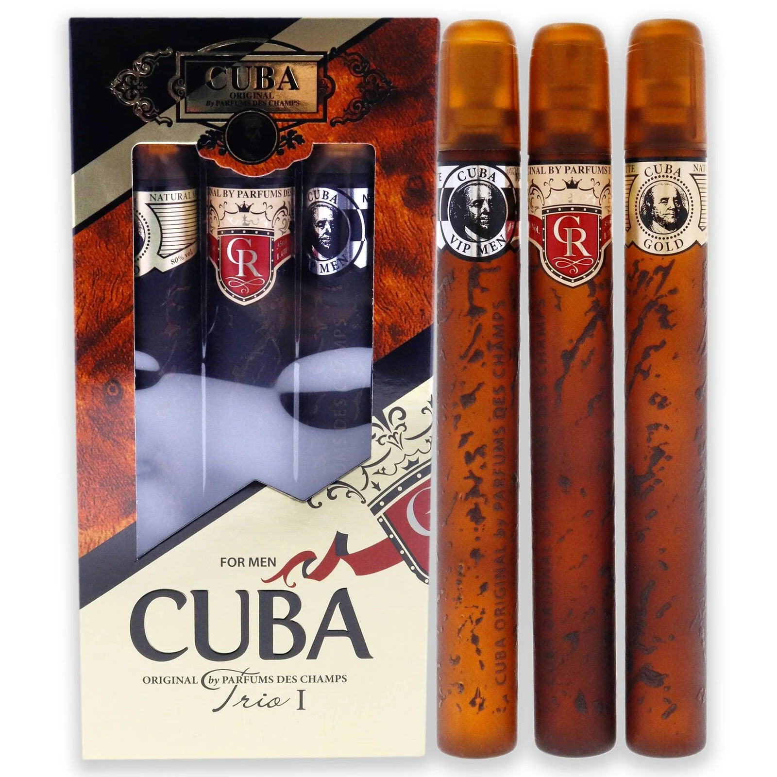 Mini Set 3 piezas Cuba Trio I para Hombre de Cuba Paris edt 35mL (Gold, Royal, Vip)