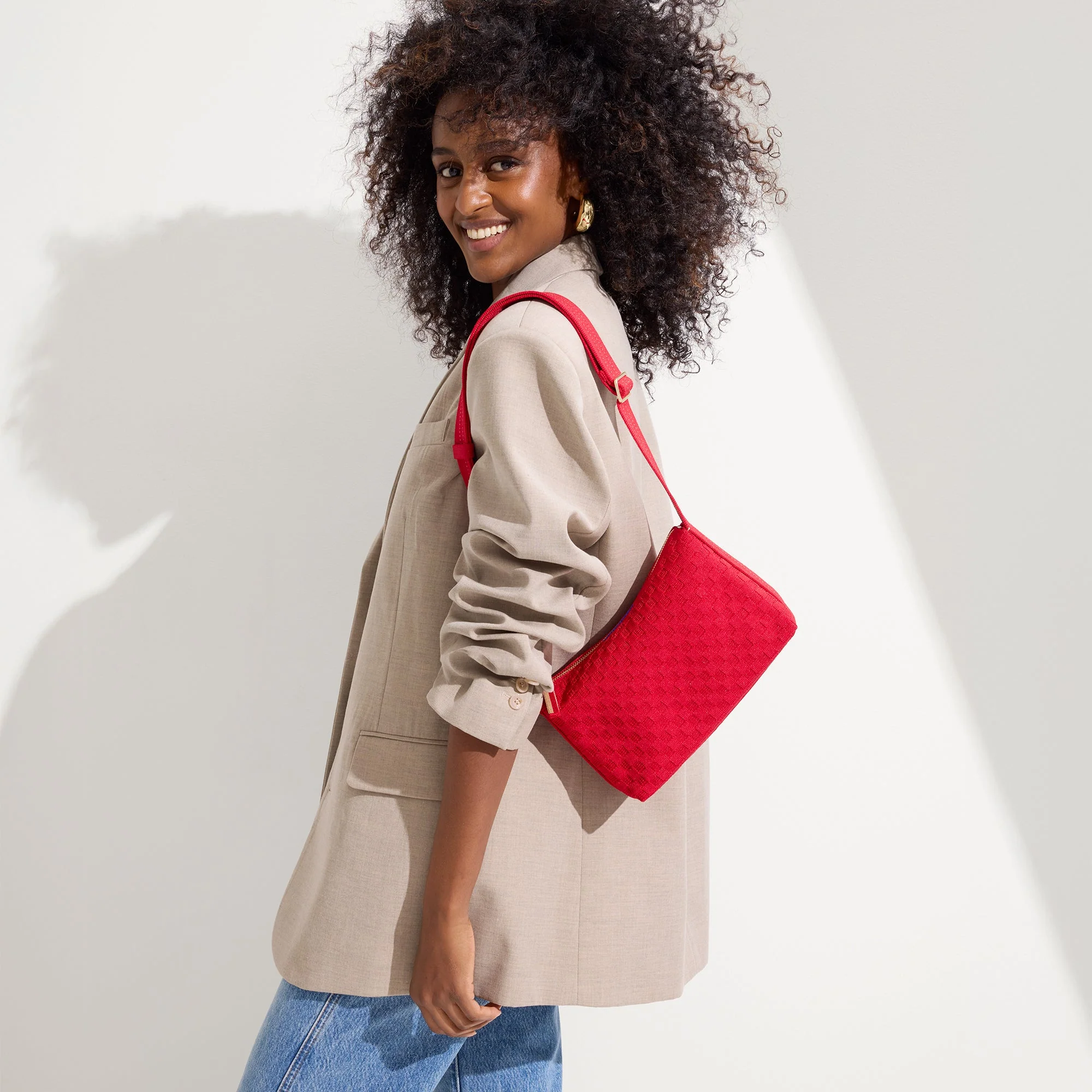 The Casual Crossbody - Red Crisp Basketweave