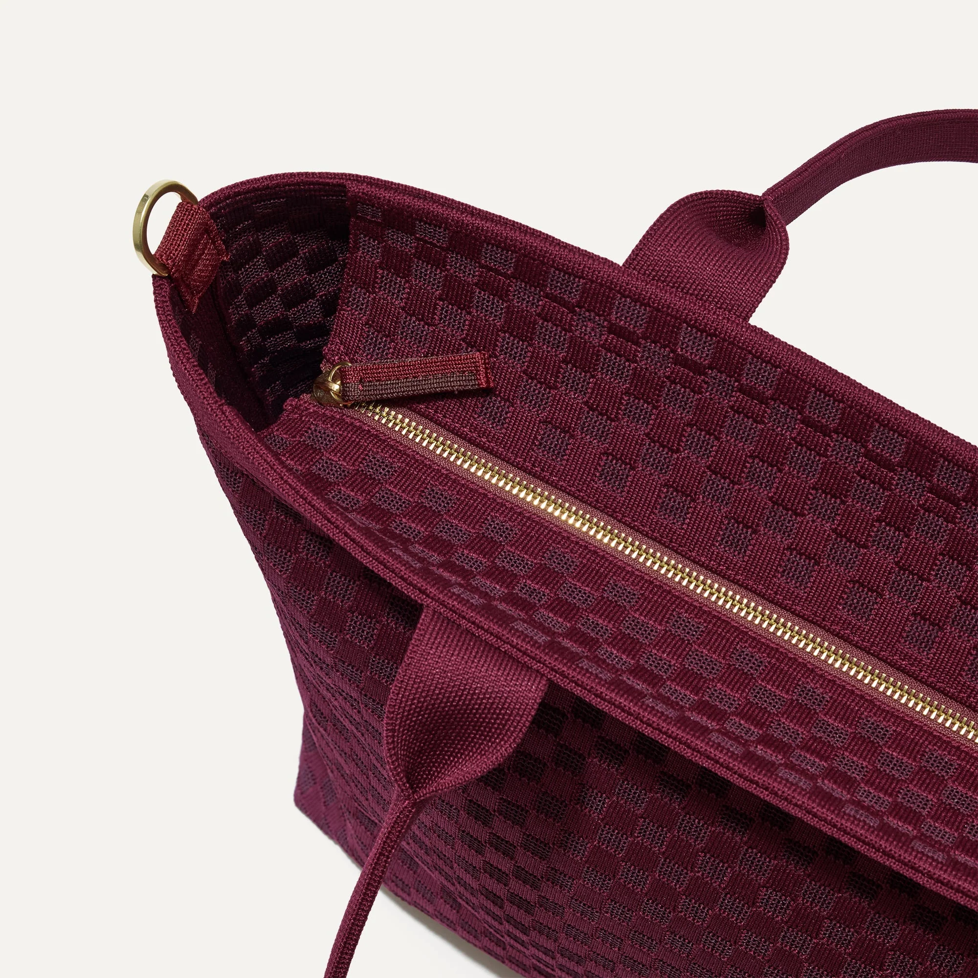 The Lightweight Zip Tote - Cabernet Check