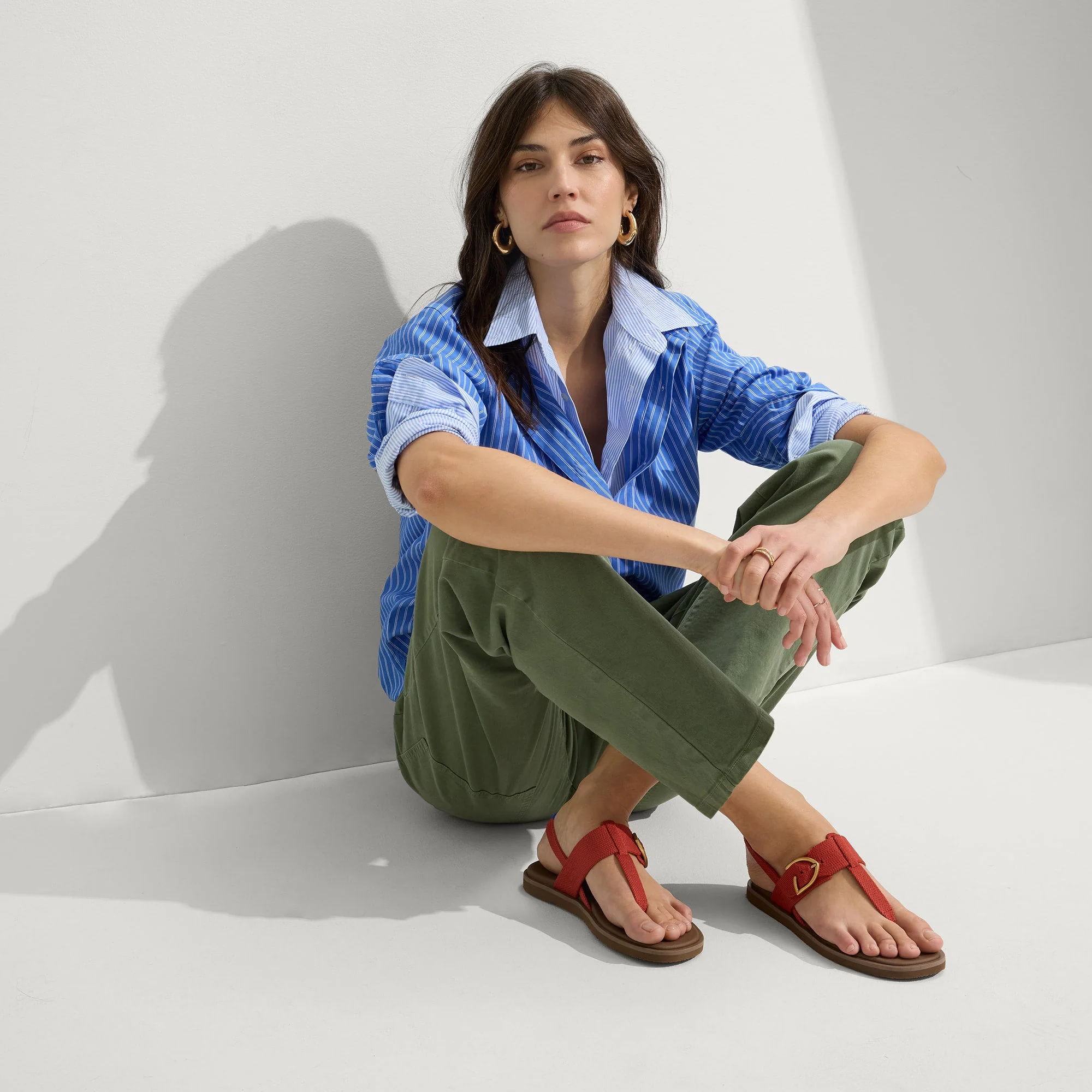 The T–Strap Sandal - Brick