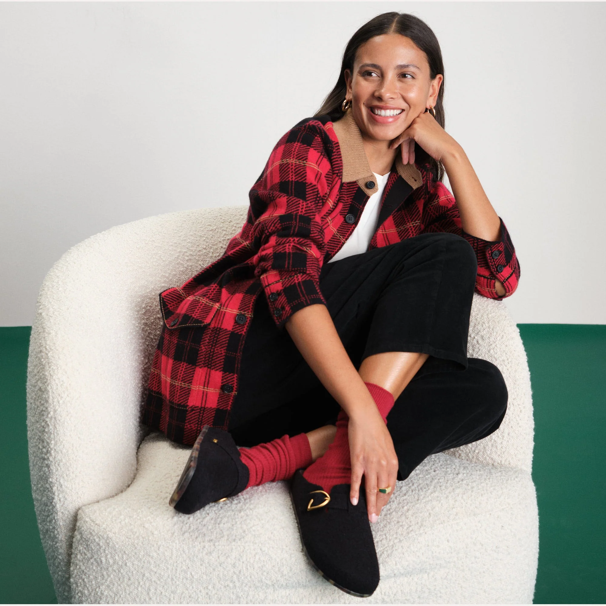 The Buckle Clog - Soft Black Bouclé