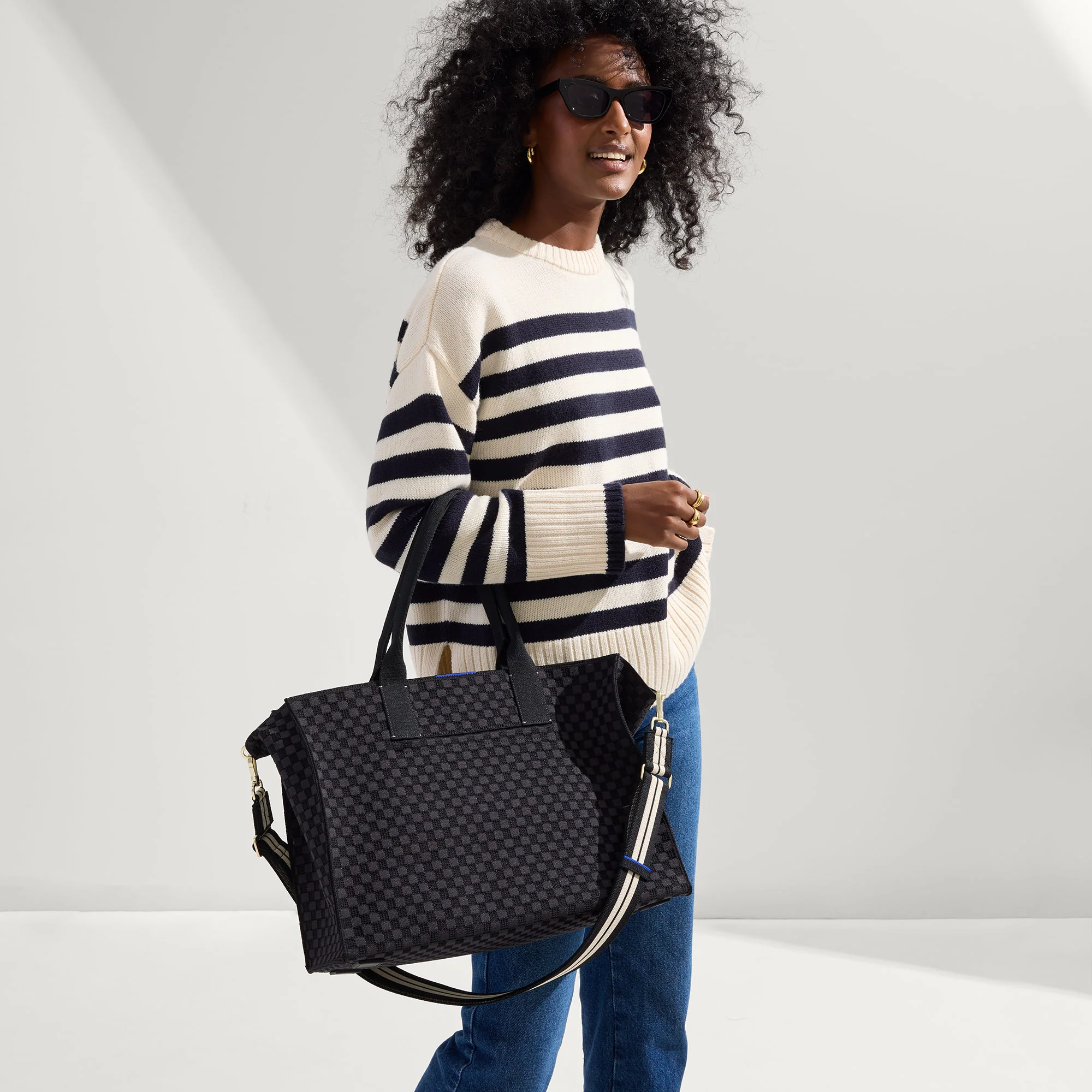 The Crossbody Strap - Black and White Stripe