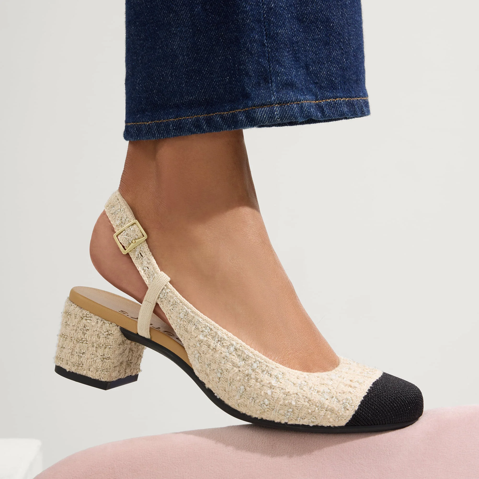 The Heel Ballet Slingback - Pearl Tweed